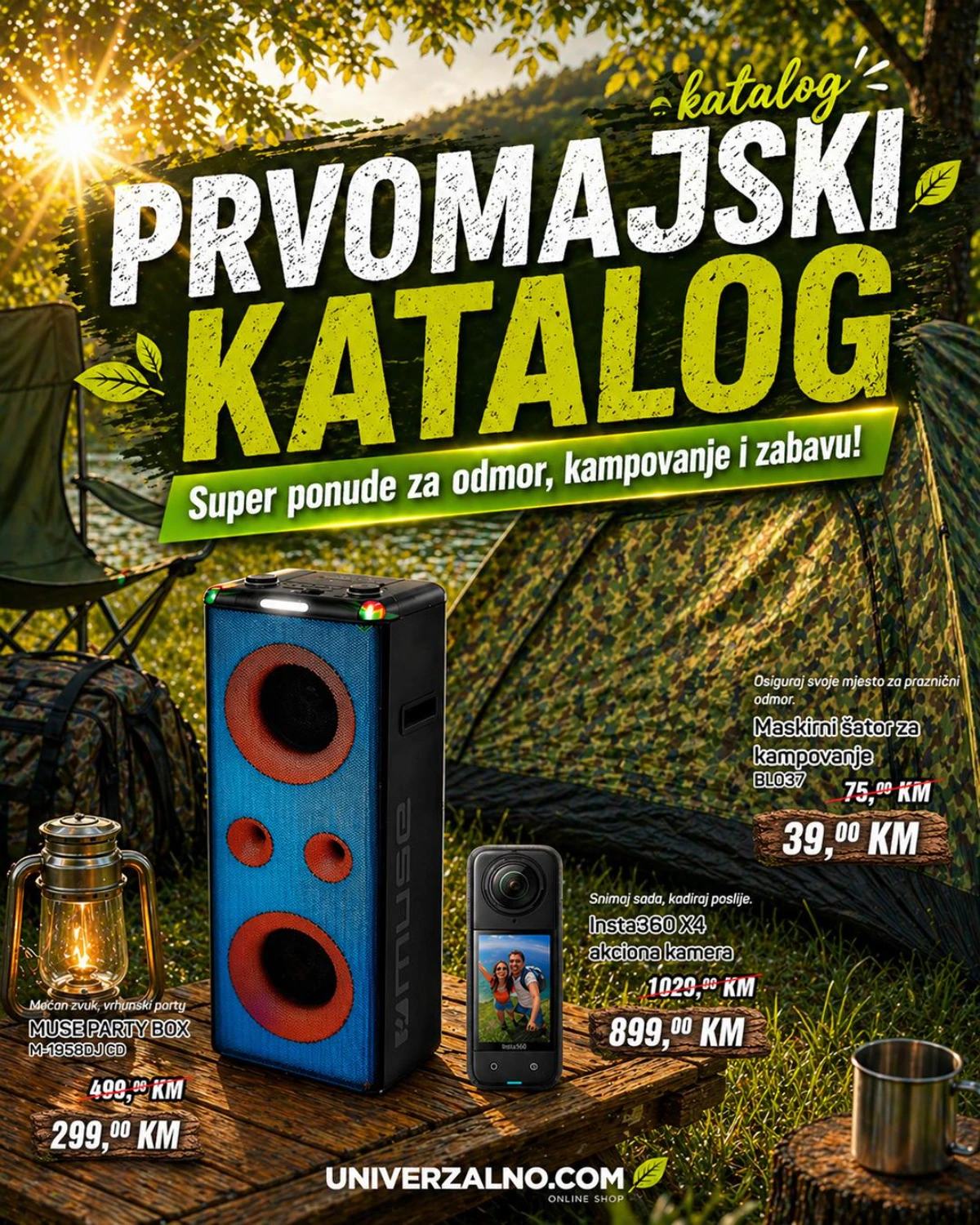 Univerzalno Prvomajski katalog 2026 šator zvučnik kamera akcija